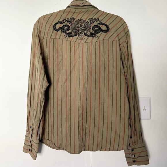 Olive Green Long Sleeve Embroidered Button Up Top - Picture 2 of 6